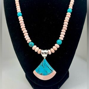 JAY KING DRT Desert Rose Trading Pink Peach Coral Turquoise Pendant Necklace